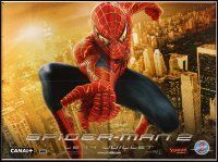 8r113 SPIDER-MAN 2 teaser DS French 4p '04 great image of Tobey Maguire over the city, Sam Raimi
