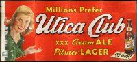 8r001 UTICA CLUB BEER billboard poster '50s millions prefer the cream ale & pilsner lager!