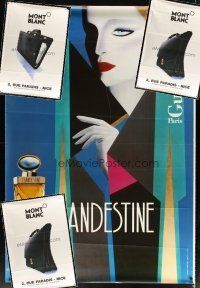 8s056 LOT OF 4 UNFOLDED FRENCH ADVERTISING ONE-PANELS '90s Clandestine, Mont Blanc!