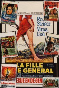 8s068 LOT OF 7 FOLDED & UNFOLDED BELGIAN POSTERS FOR EUROPEAN WAR MOVIES '60 cool different art!