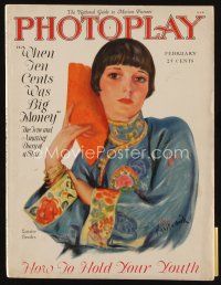 8s116 PHOTOPLAY magazine February 1927 art of sexy Louise Brooks in kimono by Carl Van Buskirk!