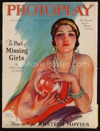 8s117 PHOTOPLAY magazine March 1927 art of Arlette Marchal with crystal ball by Carl Van Buskirk!