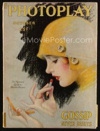8s124 PHOTOPLAY magazine October 1927 art of Dolores Costello applying makeup by Charles Sheldon!