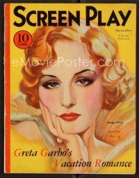 8s155 SCREEN PLAY magazine November 1932 wonderful art of pretty Madge Evans by Henry Clive!