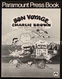 8s349 BON VOYAGE CHARLIE BROWN pressbook '80 Peanuts, Snoopy, Charles M. Schulz art!