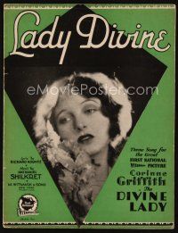 8s447 DIVINE LADY sheet music '29 Corinne Griffith as Lady Hamilton, Lady Divine!