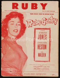 8s488 RUBY GENTRY sheet music '53 super sleazy bad girl Jennifer Jones, Ruby!