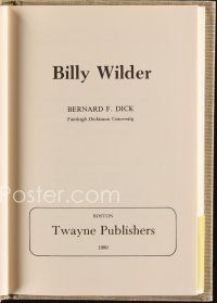8s200 BILLY WILDER first edition hardcover book '80 illustrated bioraphy of the legendary director!