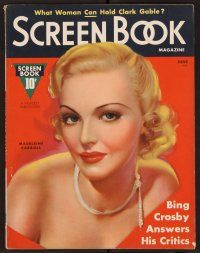 8s153 SCREEN BOOK magazine June 1937 wonderful artwork portrait of sexy Madeleine Carroll!