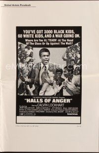 8s375 HALLS OF ANGER pressbook '70 Calvin Lockhart, a war between 3000 black kids & 60 white kids!