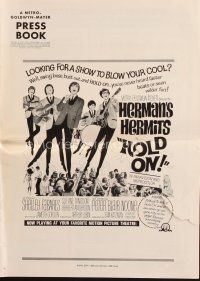 8s376 HOLD ON pressbook '66 rock & roll, great images of Herman's Hermits performing!