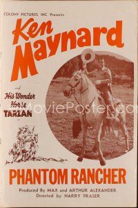 8s397 PHANTOM RANCHER pressbook '38 cowboy Ken Maynard & His Wonder Horse Tarzan!