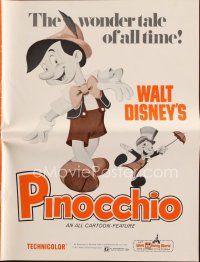 8s399 PINOCCHIO pressbook R71 Disney classic fantasy cartoon about a wooden boy who wants to be real