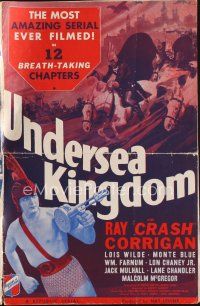 8s432 UNDERSEA KINGDOM pressbook '36 Crash Corrigan, wacky Republic sci-fi fantasy serial!