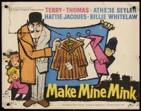 8t250 MAKE MINE MINK English 1/2sh '61 wacky artwork of Terry-Thomas stealing woman's clothes!