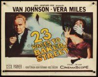 8t002 23 PACES TO BAKER STREET 1/2sh '56 cool artwork of Van Johnson & scared Vera Miles!
