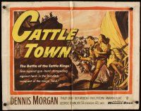 8t081 CATTLE TOWN 1/2sh '52 Dennis Morgan, Philip Carey, cool western action artwork!