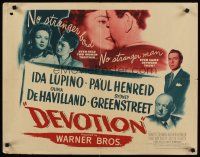 8t109 DEVOTION style A 1/2sh '46 Ida Lupino & Olivia De Havilland are completely opposite sisters!