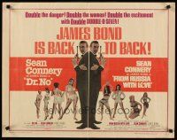 8t116 DR. NO/FROM RUSSIA WITH LOVE 1/2sh '65 Sean Connery as Bond, double danger & excitement!