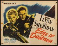 8t118 EDGE OF DARKNESS style A 1/2sh '42 Errol Flynn & Ann Sheridan, both pointing guns!