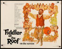 8t128 FIDDLER ON THE ROOF 1/2sh '71 cool artwork of Topol & cast by Ted CoConis!