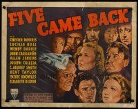8t131 FIVE CAME BACK style A 1/2sh '39 art of plane crash survivors Lucille Ball, Wendie Barrie!