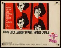8t132 FIVE MILES TO MIDNIGHT 1/2sh '63 Le Couteau dans la Plaie, Sophia Loren & Anthony Perkins!