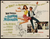 8t171 HAPPIEST MILLIONAIRE 1/2sh '67 Disney, artwork of John Davidson & Lesley Ann Warren dancing!