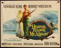 8t173 HEAVEN KNOWS MR. ALLISON 1/2sh '57 barechested Robert Mitchum w/rifle & nun Deborah Kerr!