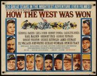8t189 HOW THE WEST WAS WON style B 1/2sh '64 John Ford epic, Debbie Reynolds, Peck & all-star cast!