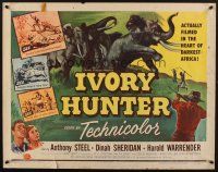 8t210 IVORY HUNTER style A 1/2sh '52 cool artwork of stampeding of African rhinocerus & elephant!