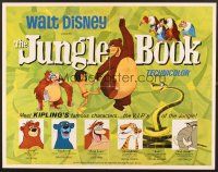 8t221 JUNGLE BOOK 1/2sh '67 Walt Disney cartoon classic, great image of Mowgli & friends!