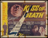 8t229 KISS OF DEATH 1/2sh '47 really cool stone litho of Victor Mature, film noir classic!