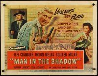 8t254 MAN IN THE SHADOW 1/2sh '58 Jeff Chandler, Orson Welles & Colleen Miller in a lawless land!