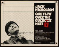 8t288 ONE FLEW OVER THE CUCKOO'S NEST 1/2sh '75 great c/u of Jack Nicholson, Milos Forman classic!