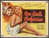 8t289 ONE GIRL'S CONFESSION 1/2sh '53 bad girl Cleo Moore is the kind of girl every man wants!