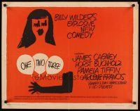 8t294 ONE, TWO, THREE 1/2sh '62 Billy Wilder, James Cagney, Saul Bass art of girl w/balloons!