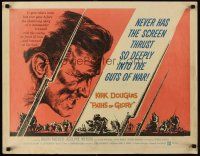 8t304 PATHS OF GLORY style A 1/2sh '58 Stanley Kubrick, great artwork of Kirk Douglas in WWI!
