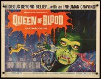 8t323 QUEEN OF BLOOD 1/2sh '66 Basil Rathbone, cool art of female monster & victims in her web!