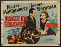 8t325 RAGE IN HEAVEN 1/2sh '41 George Sanders, pretty Ingrid Bergman & Robert Montgomery!