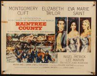 8t327 RAINTREE COUNTY 1/2sh '57 art of Montgomery Clift, Elizabeth Taylor & Eva Marie Saint!