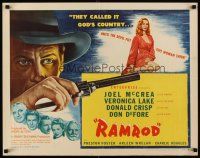 8t328 RAMROD style A 1/2sh '47 close up of Joel McCrea with gun + sexy Veronica Lake!