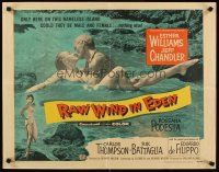 8t329 RAW WIND IN EDEN 1/2sh '58 sexy Esther Williams & Jeff Chandler kissing in the ocean!