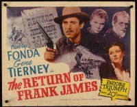 8t336 RETURN OF FRANK JAMES 1/2sh R45 great image of outlaw Henry Fonda by reward sign, Fritz Lang!