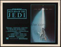 8t338 RETURN OF THE JEDI 1/2sh '83 George Lucas classic, great artwork of hands holding lightsaber!