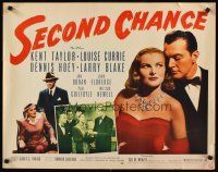 8t354 SECOND CHANCE 1/2sh '47 Kent Taylor eyes sexy Louise Currie in a low-cut dress!