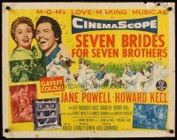 8t358 SEVEN BRIDES FOR SEVEN BROTHERS style B 1/2sh '54 Jane Powell & Howard Keel, MGM musical!