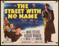 8t388 STREET WITH NO NAME 1/2sh R54 full-length art of Richard Widmark & co-stars, film noir!