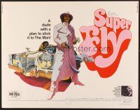8t391 SUPER FLY 1/2sh '72 great artwork of Ron O'Neal with car & girl sticking it to The Man!