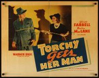 8t420 TORCHY GETS HER MAN style A 1/2sh '38 Glenda Farrell as Blane roping Barton MacLane!